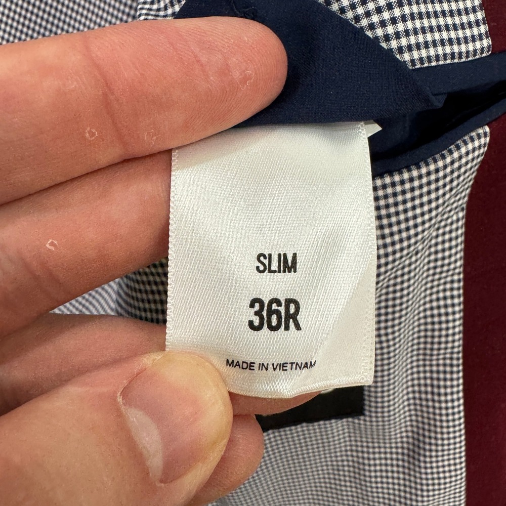 NEW EXPRESS Mens 36R Slim Fit Burgundy Red Blazer Jacket Suit Coat Casual Preppy - Picture 7 of 13